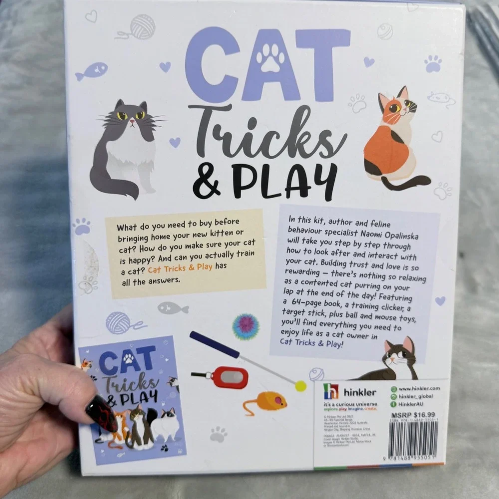 Hinkler Cat Tricks & Play Kit New Sealed Clicker Target Stick Cat Toys Book